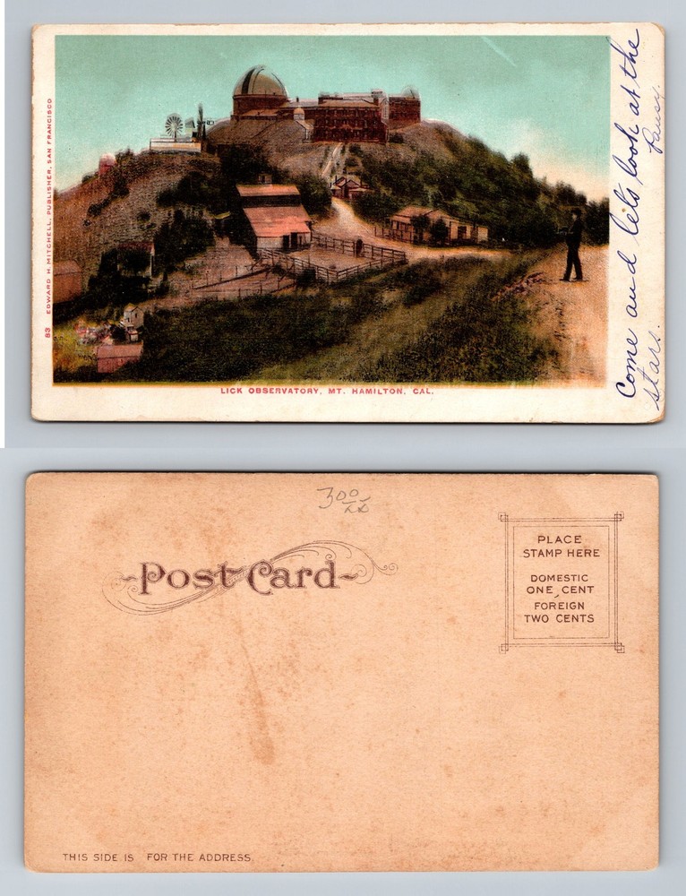 Mt Hamilton, CA-California, Lick Observatory Hilltop View Vintage Postcard
