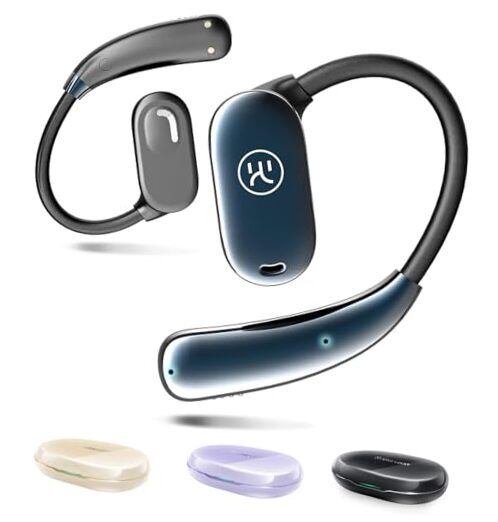 Open Ear Headphones Wireless Bluetooth,Lightweight Open Ear Earbuds with Black