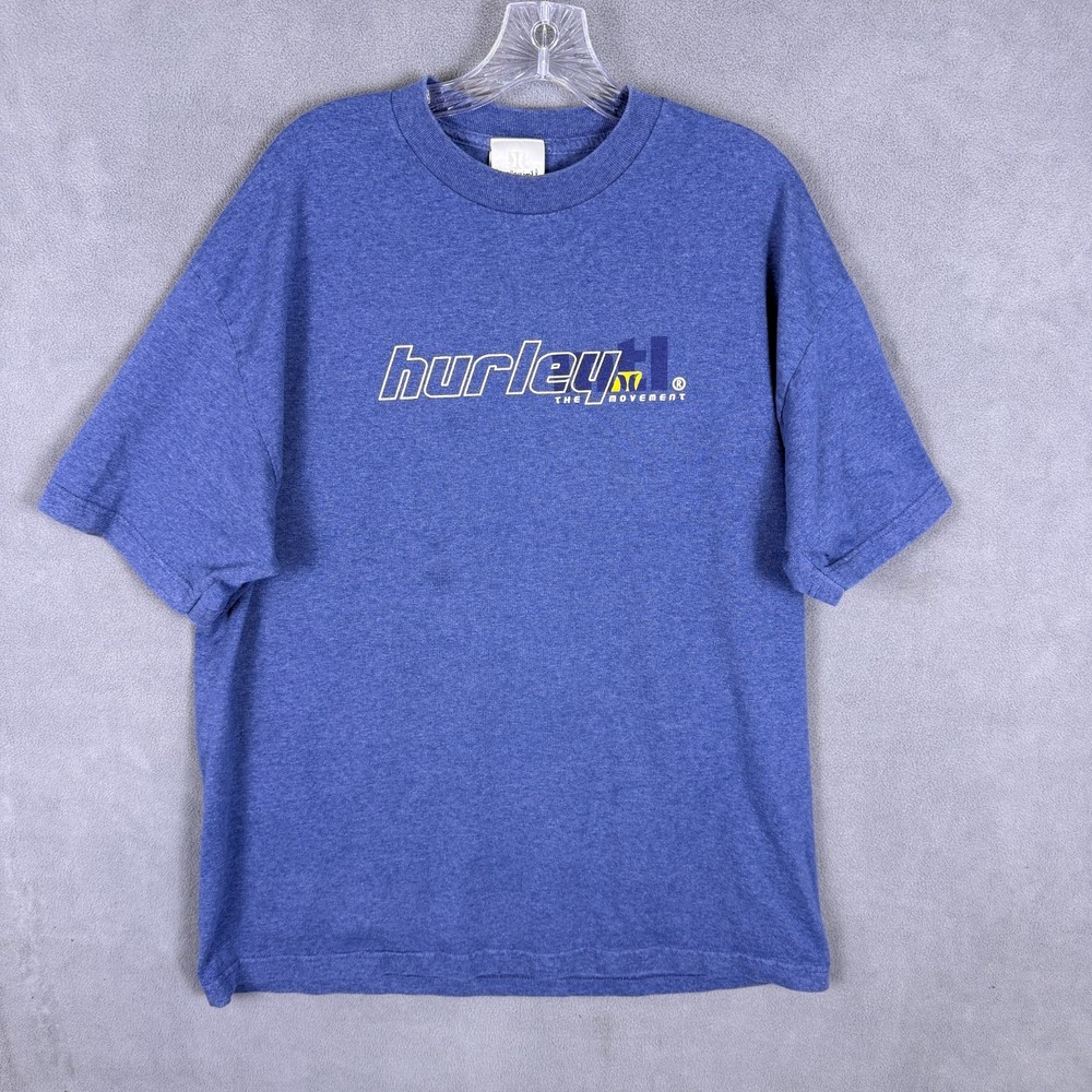 VTG Y2K Hurley Mens T Shirt XL Stain Skate Surf Grunge 00s Logo Spellout