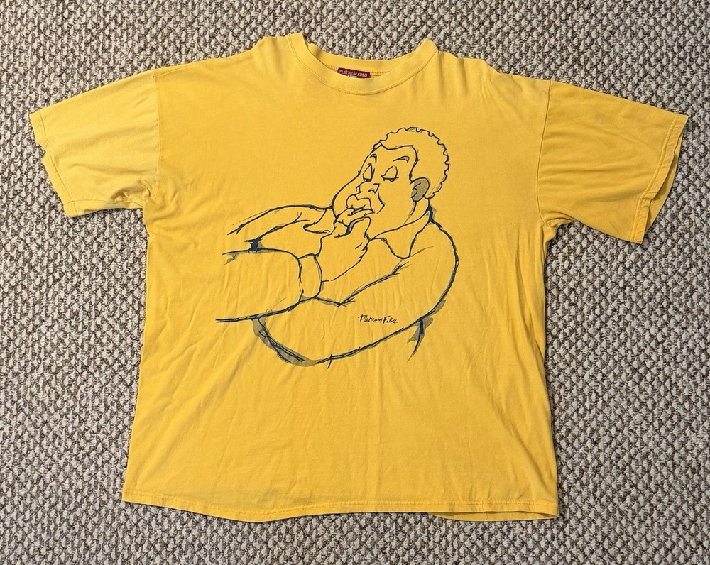 Vintage Platinum Fubu Graphic T-Shirt Yellow Size 2XL Bigger