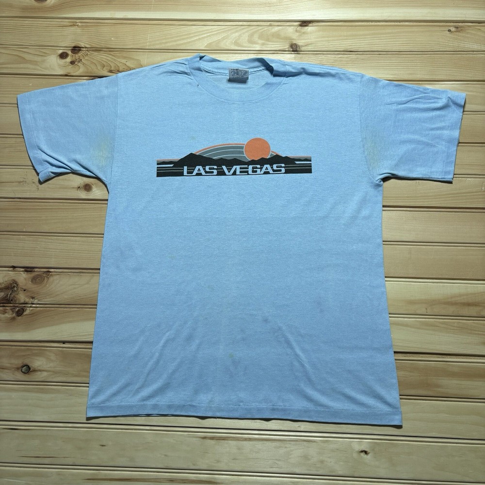 Vintage 80s Las Vegas Nevada Sunset Mountains Desert Single Stitch Shirt Size XL