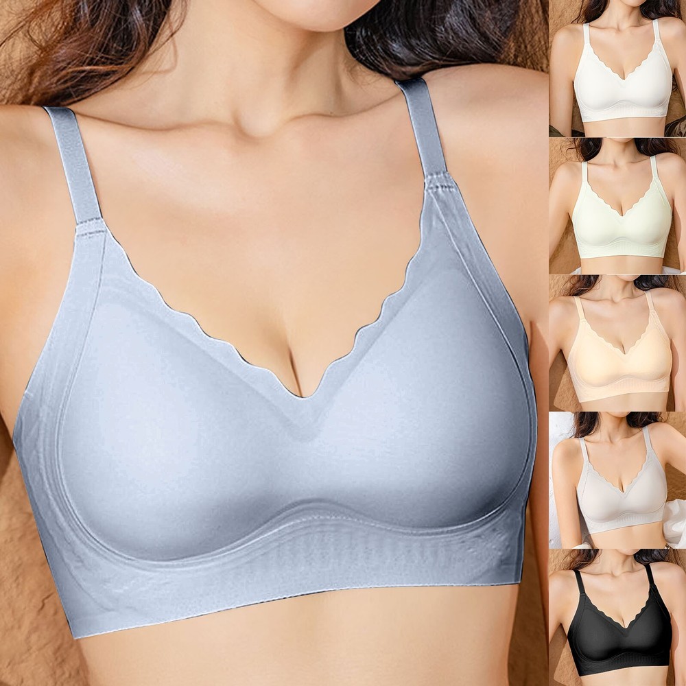 Seamless Jelly Lift Bra Women's Fixed Cup Push Up Breast Sag Thin Underwire Bra