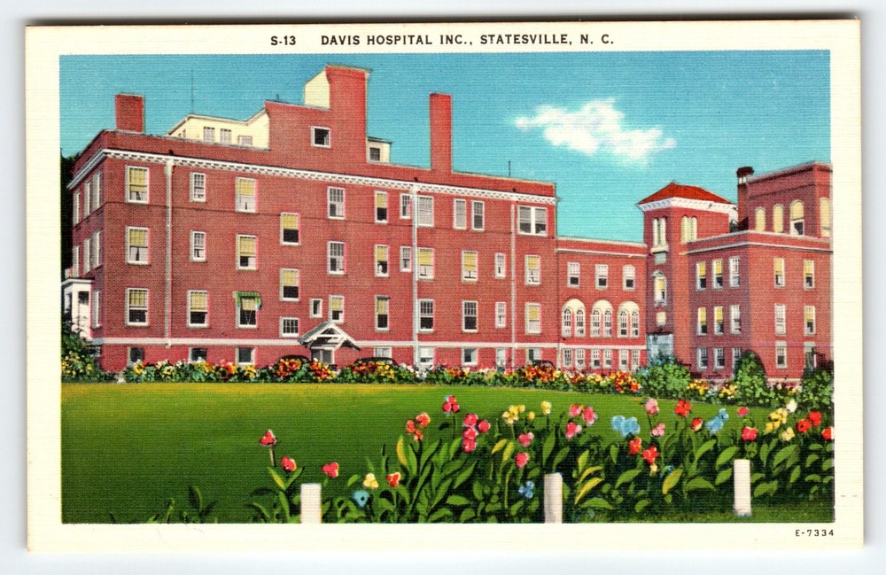 Davis Hospital Building Statesville North Carolina Postcard Vintage NC