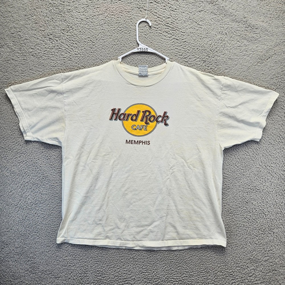 Hard Rock Cafe Memphis T-Shirt Mens 2XL White Logo Tee Short Sleeve