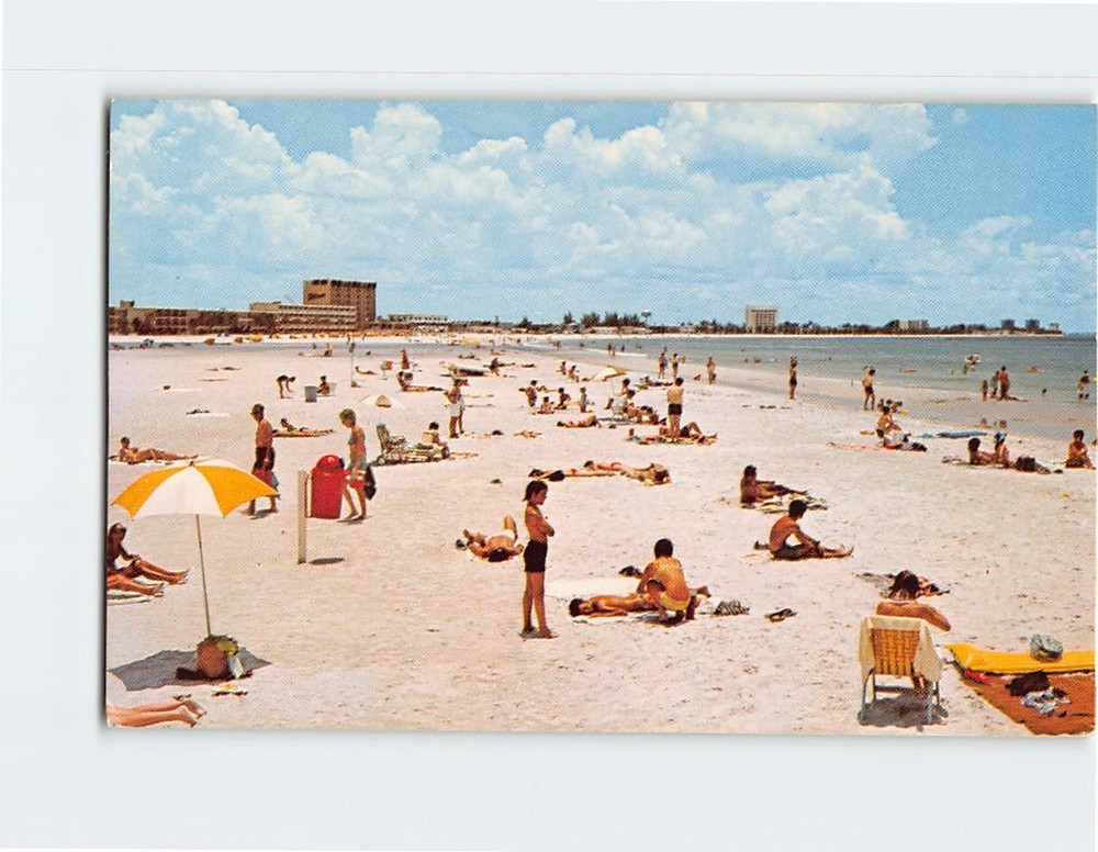 Postcard St. Petersburg Municipal Beach Treasure Island Florida USA