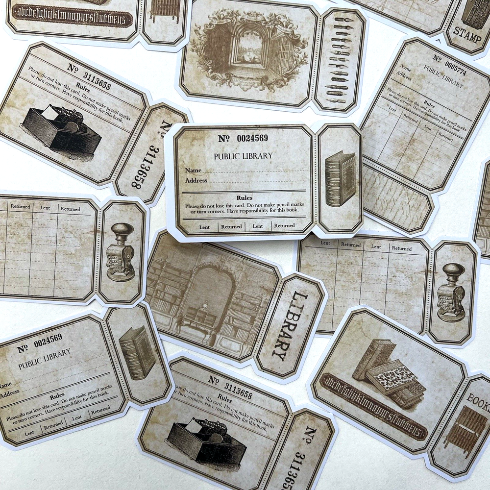 Vintage Style Library Office Collage Stickers Junk Journal Scrapbooking