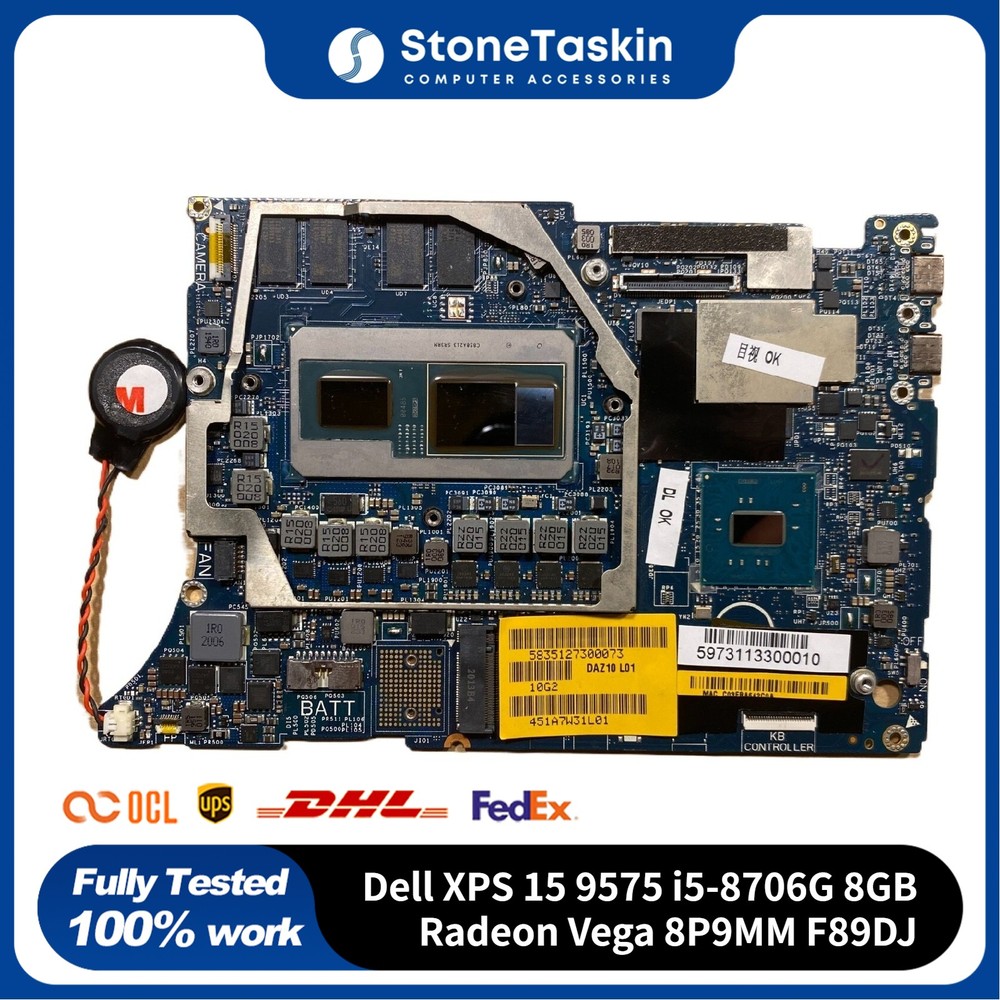 For Dell XPS 15 9575 Motherboard Intel i5-8706G 8GB Radeon Vega 8P9MM F89DJ