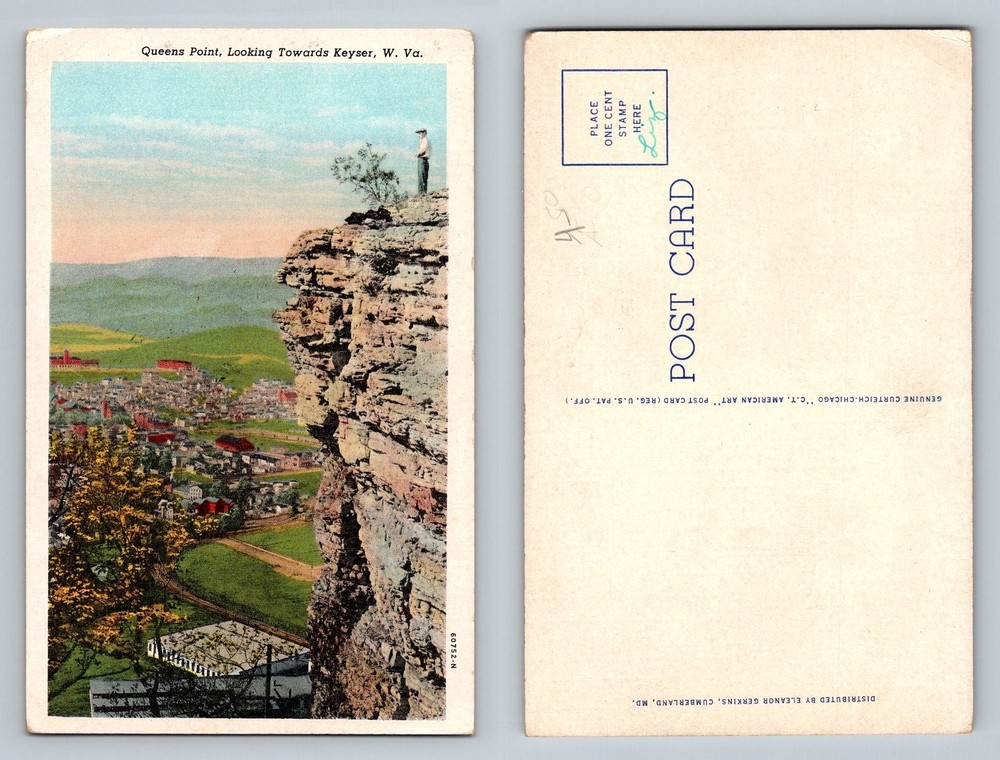 Keyser, WV-West Virginia, Queens Point Overlook Town View Vintage Postcard
