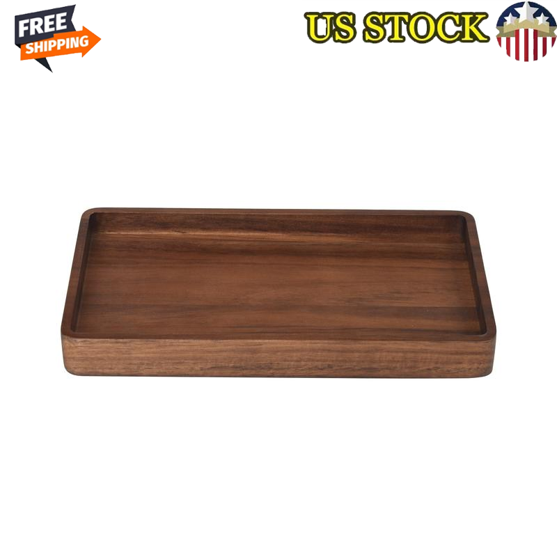 Acacia Wood Tray Organizer Cosmetics Jewelry Grooming Essentials Storage New-image