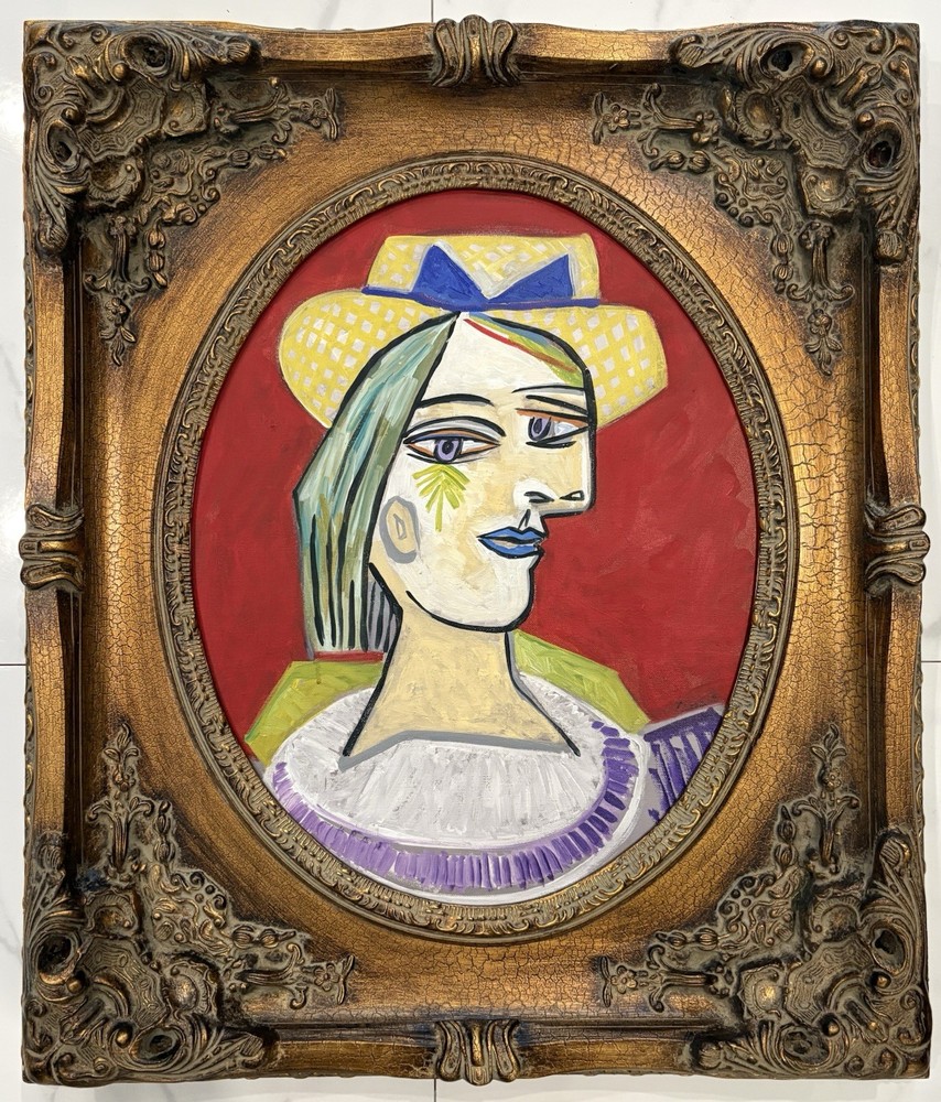 Pablo Picasso 1881-1973 Signed ,Oil on Canvas. In The style of. High End Frame