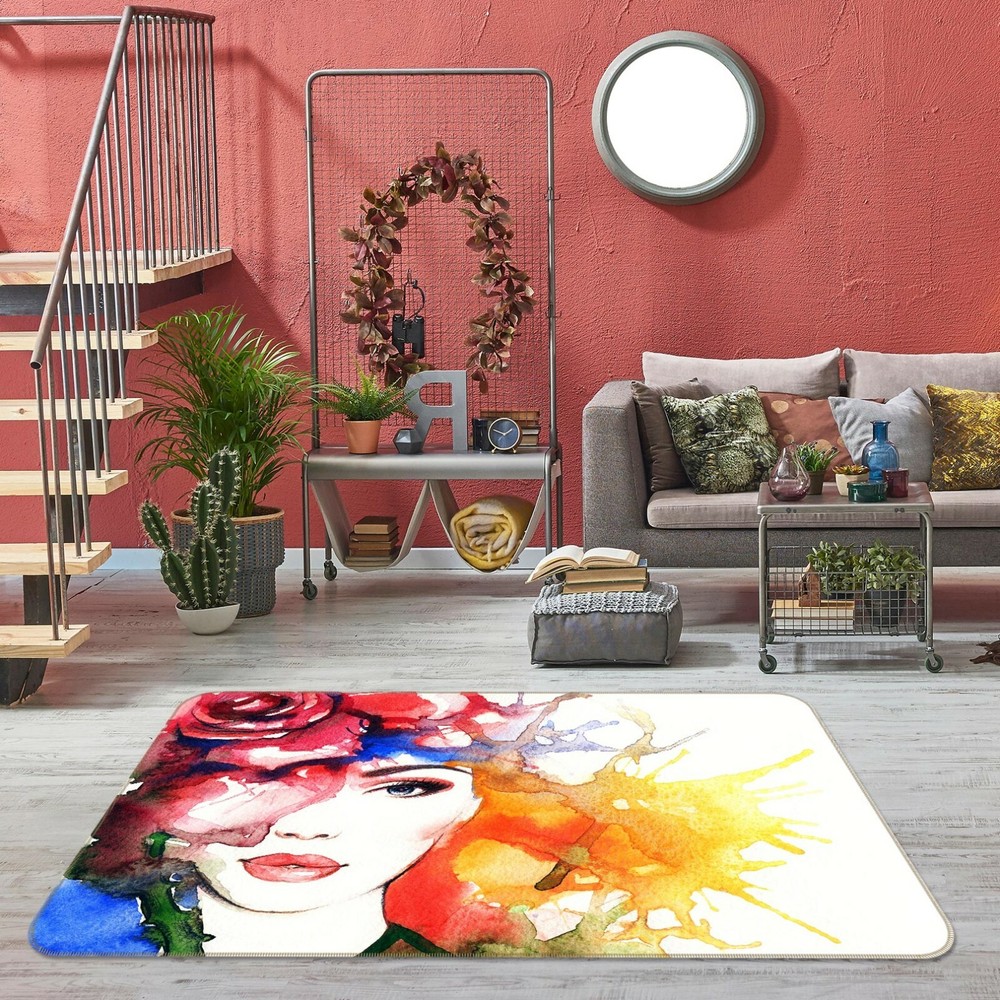 3D Watercolor Girl ZHUC413 Game Non Slip Carpet Mat Photo Carpet Amy