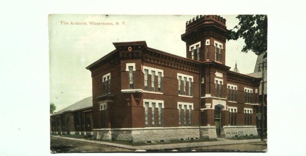 Vintage Lithograph Postcard The Armory Watertown NY Divided Back