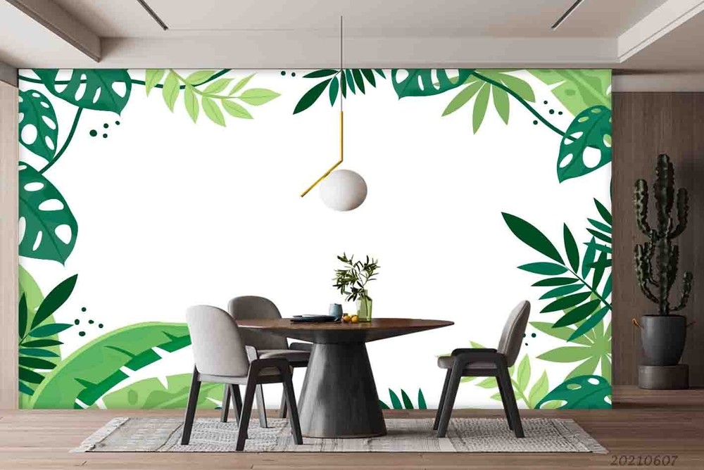 3D Plants Leaves Watercolor Wall Murals Wallpaper Murals Wall Sticker 13