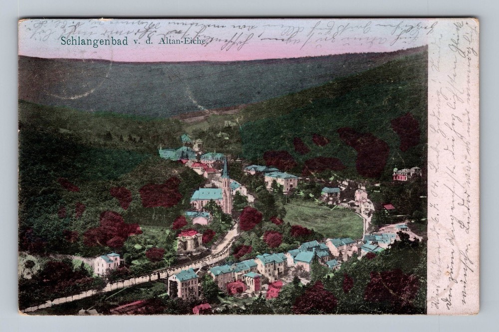 Germany- Schlangenbad Panoramic Town View Postal Old Card PC Vintage Postcard