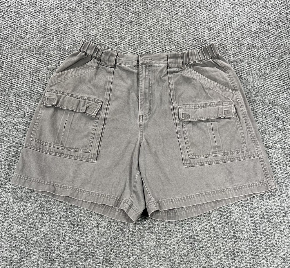 Croft & Barrow Cargo Shorts Mens 36 Gray  Cotton Elastic Sides Fishing