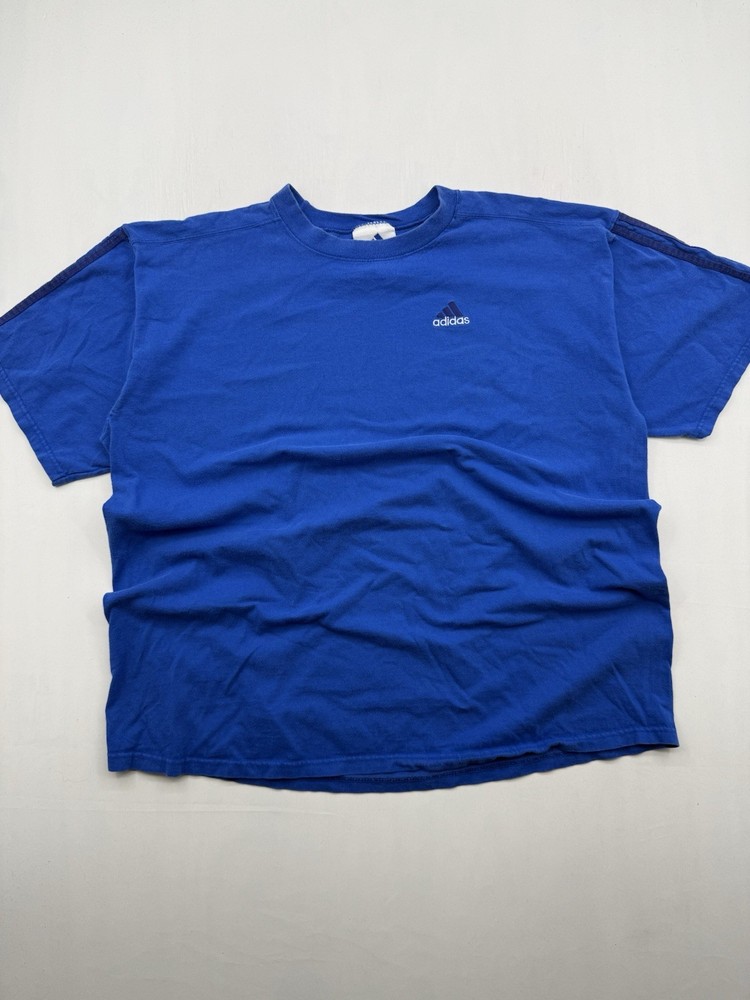 Vintage Y2K 2001 Adidas Originals 3-Stripe Blue/White T-Shirt Men's XL