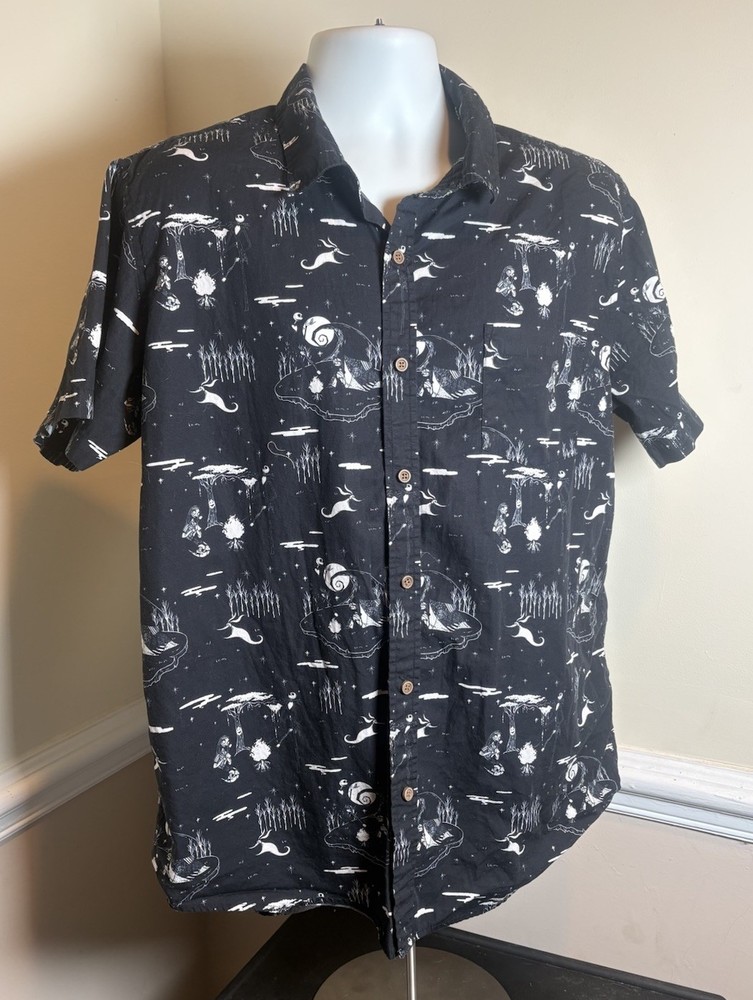 Disney Our Universe Nightmare Before Christmas Button Down Shirt Men’s XL Black