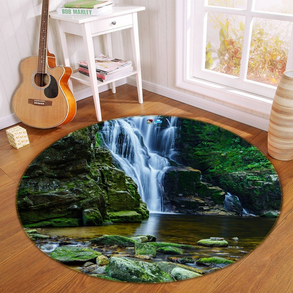 3D Waterfall Moss Stone NAO4176 Game Rug Mat Elegant Photo Carpet Mat Fay