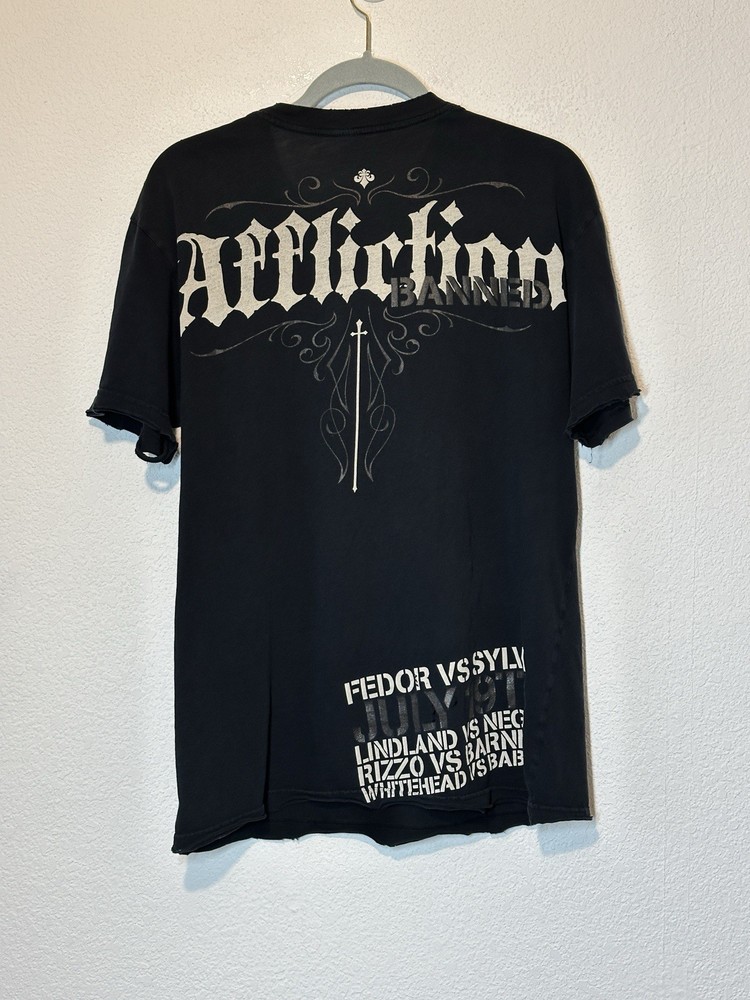 Affliction T-Shirt Mens Sz Large Short Sleeve Crew Neck Distressed Black Grunge