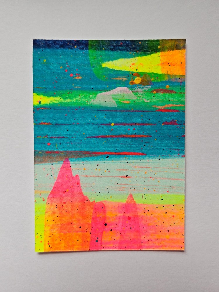 ACEO Original, Abstract Scrape Landscape, Jackie T Creates, Series 7 #2/16
