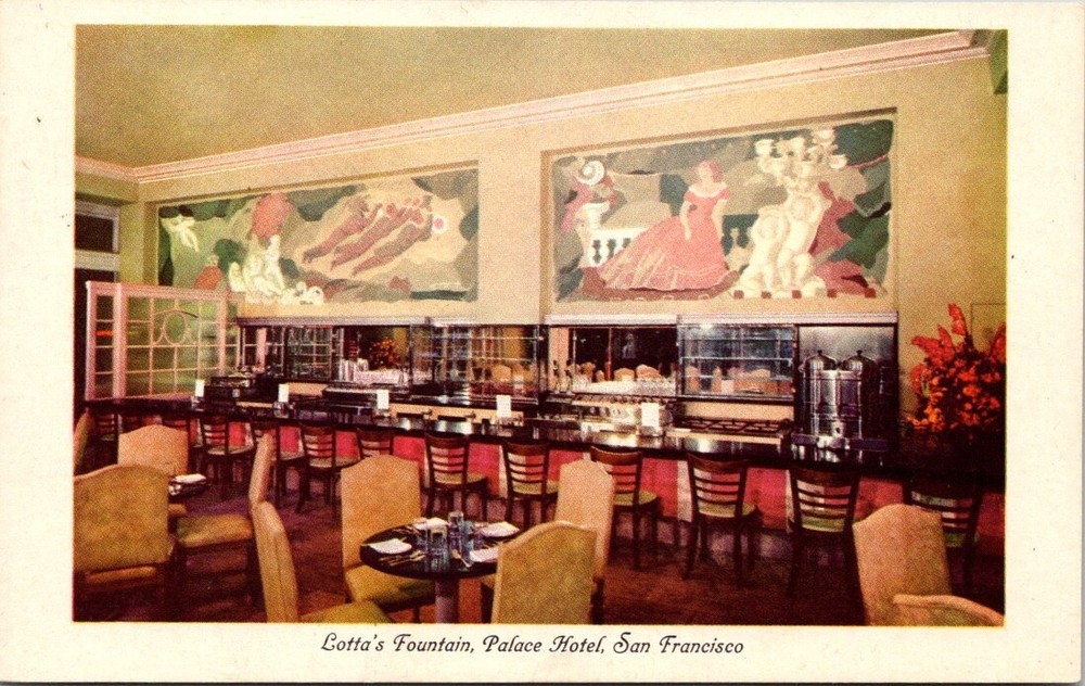 1930s Lotta's Fountain Palace Hotel San Francisco California Vintage Postcard