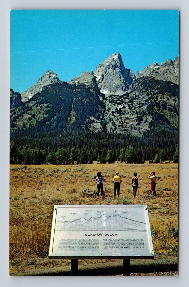 Grand Teton National Park, Glacier Gulch, Antique, Vintage Souvenir Postcard