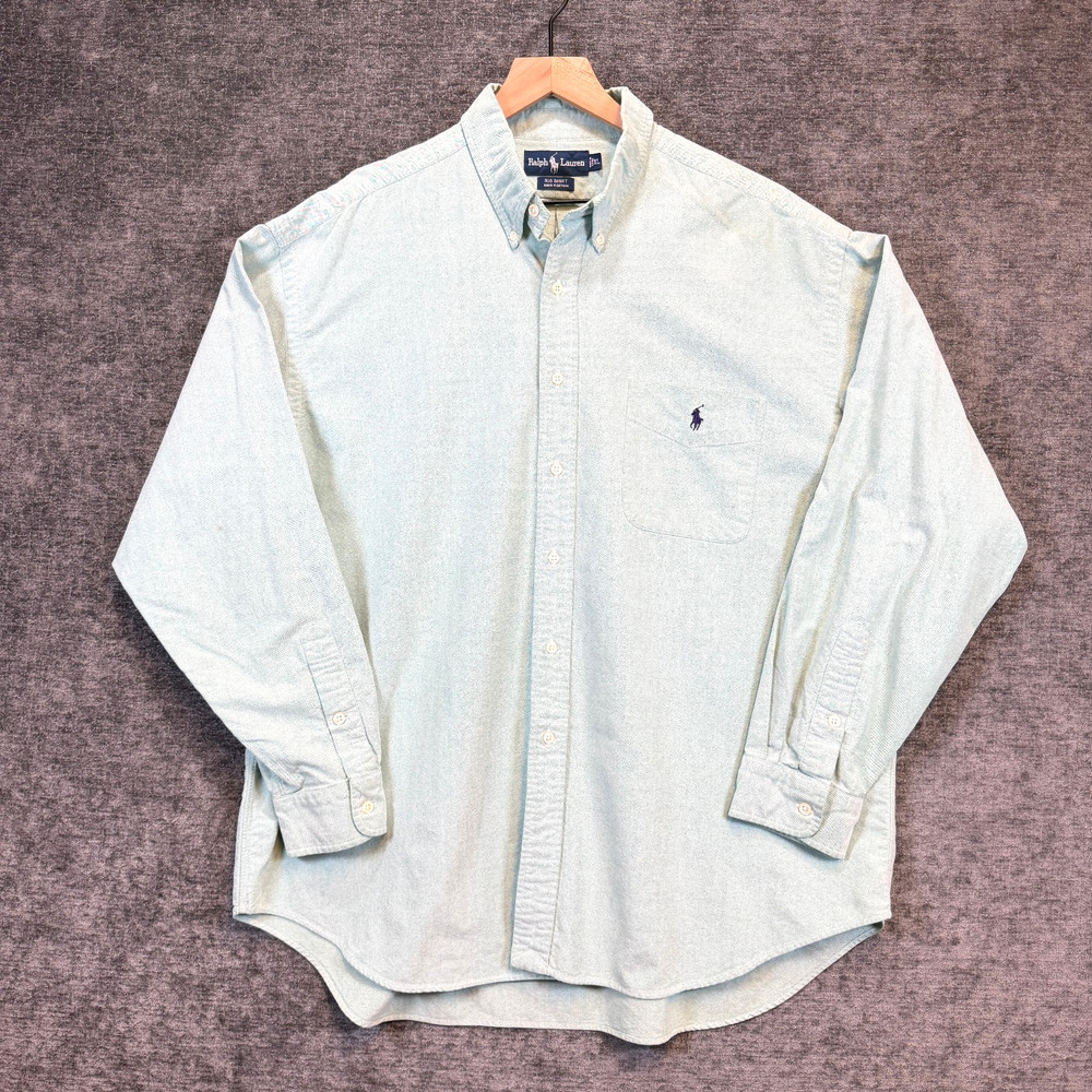 Ralph Lauren Big Shirt Button Down Oxford Light Green Cotton XL