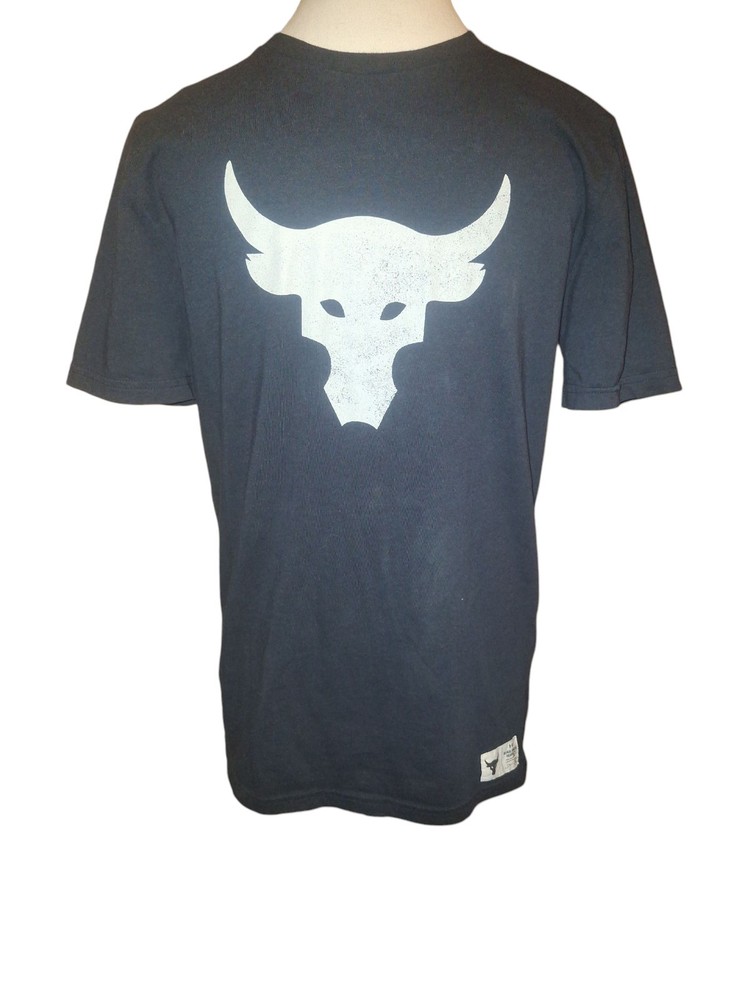 Project Rock Boys T-Shirt YXL Black Logo Under Armour HeatGear Short Sleeve