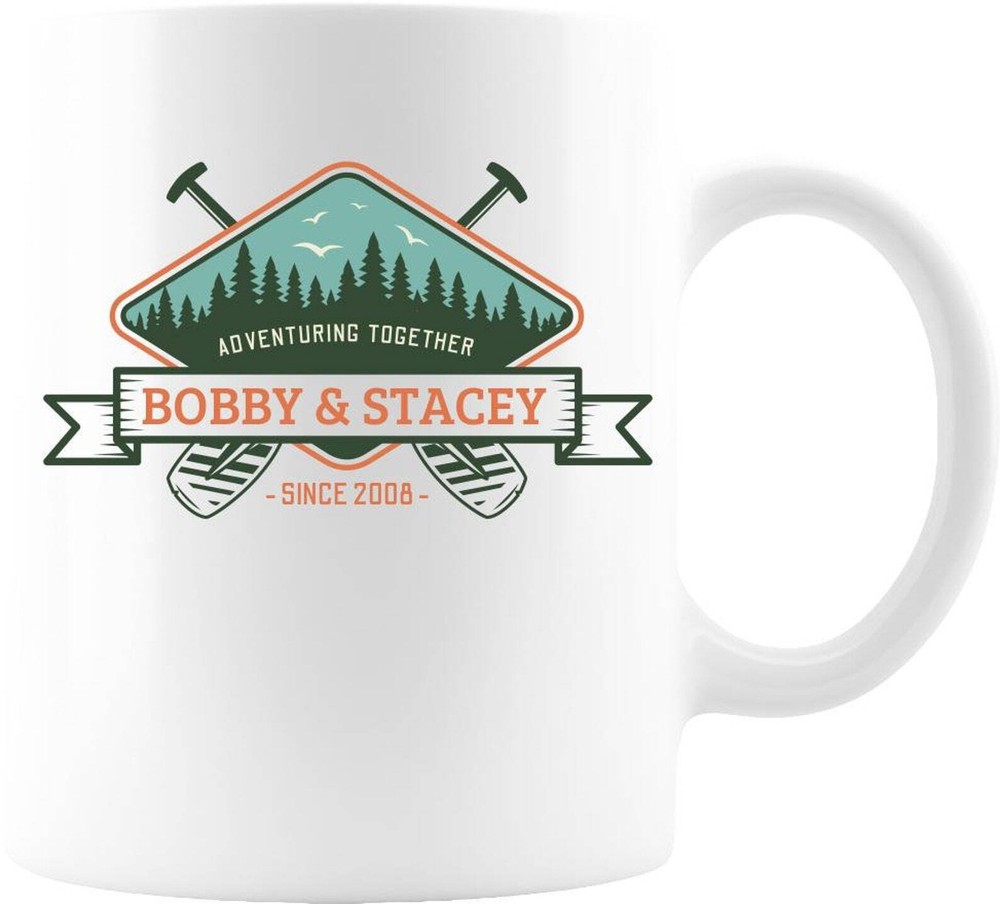 Adventuring Together 11oz White Ceramic Coffee Mug Design 10 Happy Anniversary