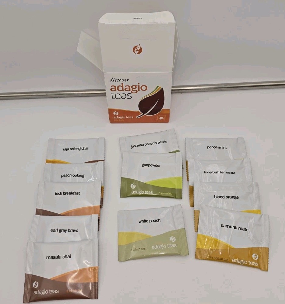 Adagio Teas Sampler 12 Pack Variety Oolong Herbal Black Green Rooibos New