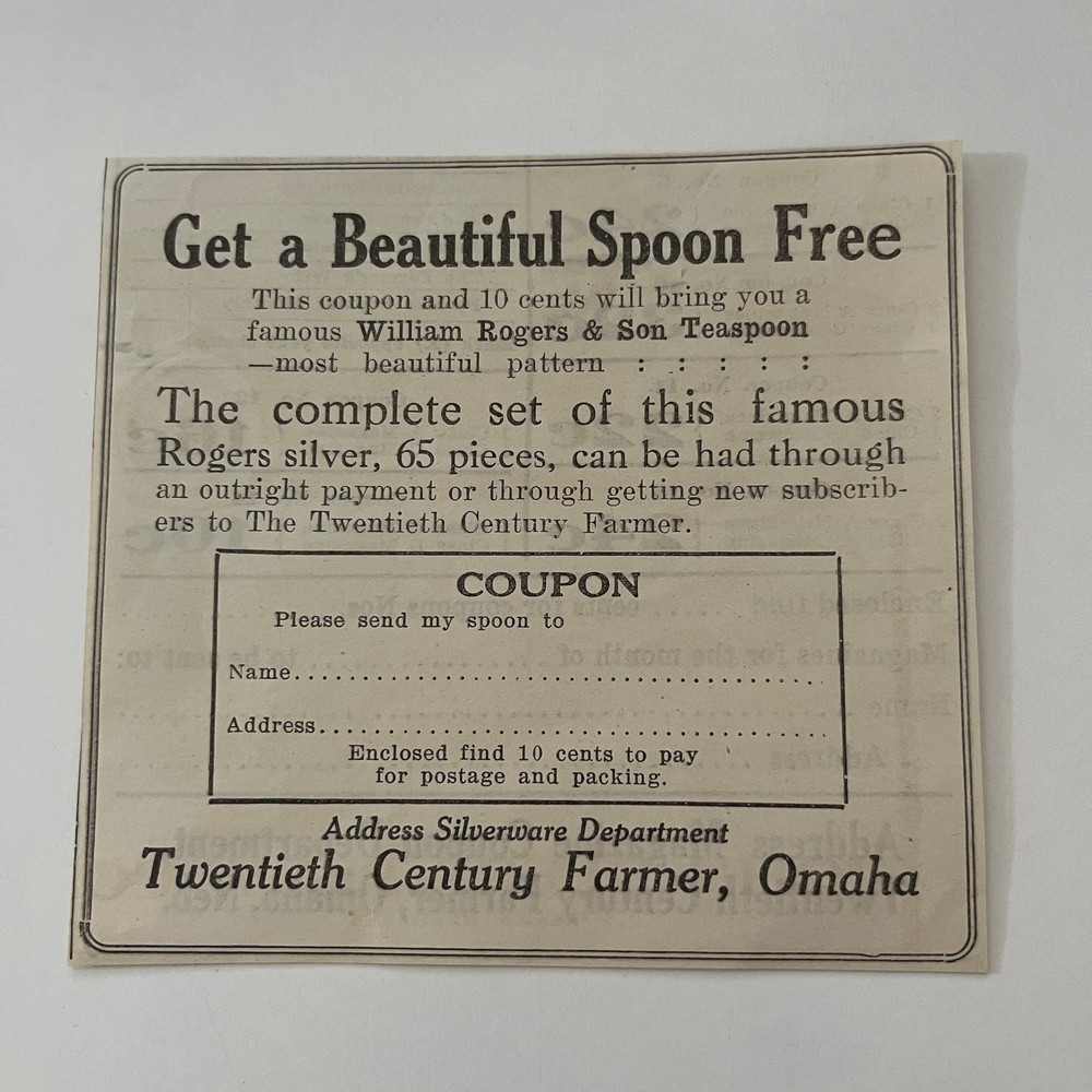 William Rogers & Son Teaspoon Silverware Department Omaha NE 1912 Ad SAG9-8