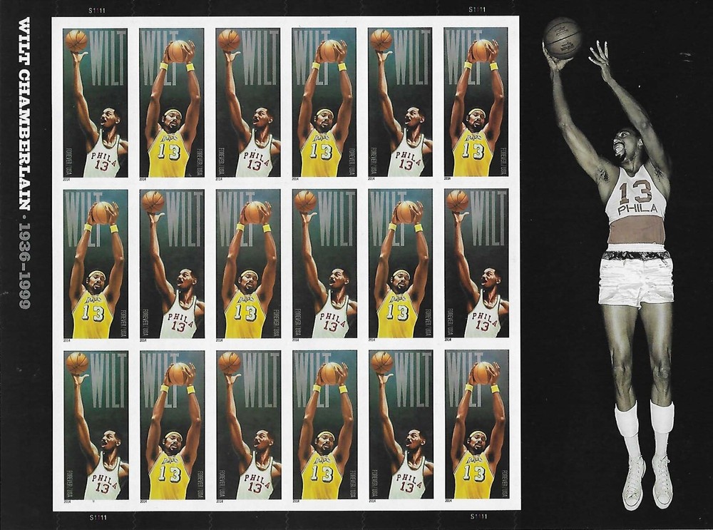 US Wilt Chamberlain Forever Stamp Sheet Scott #4950-4951