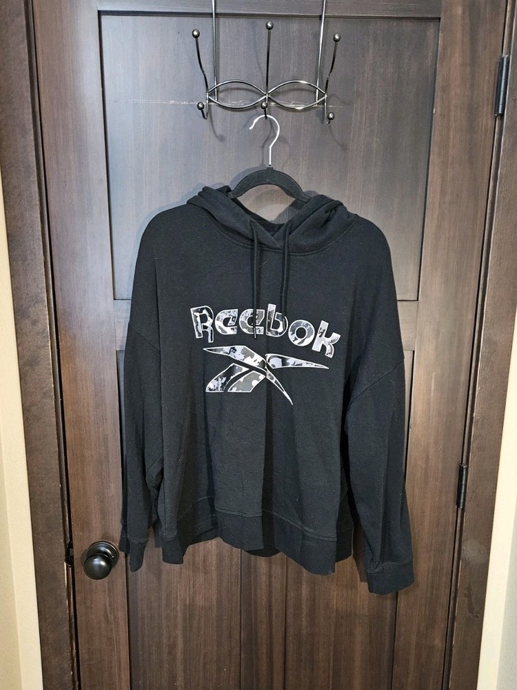 EUC Women's Plus Reebok Black Pullover Hoodie Sweatshirt Size 2X