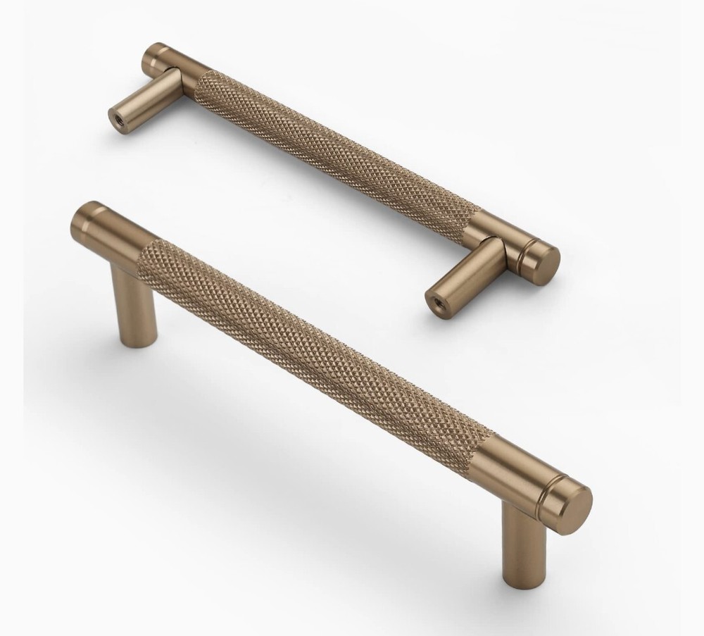 10 Pack 5 Inch Champagne Brown Cabinet Handles Knurled Drawer Pulls