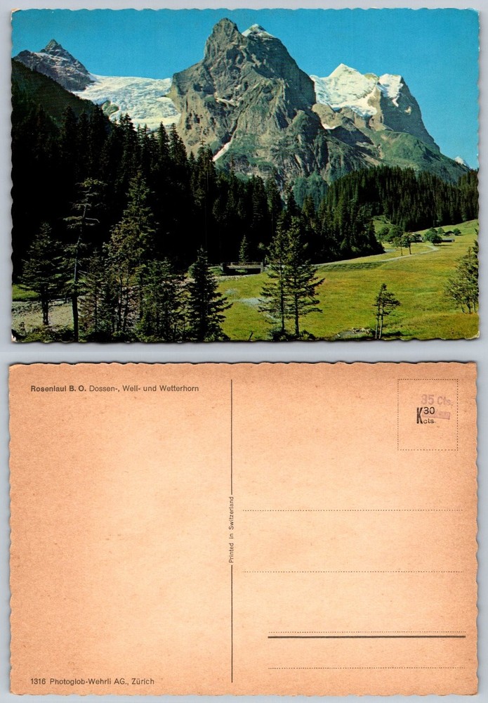 Rosenlaui Switzerland Postcard Wellhorn Wetterhorn Alps Scenic View Vintage