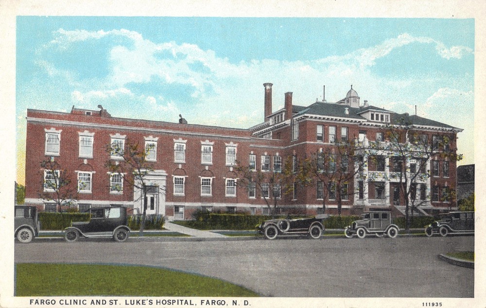 Fargo ND St  Luke's  Hospital Vintage CARS Postcard UNPOSTED EXCL *