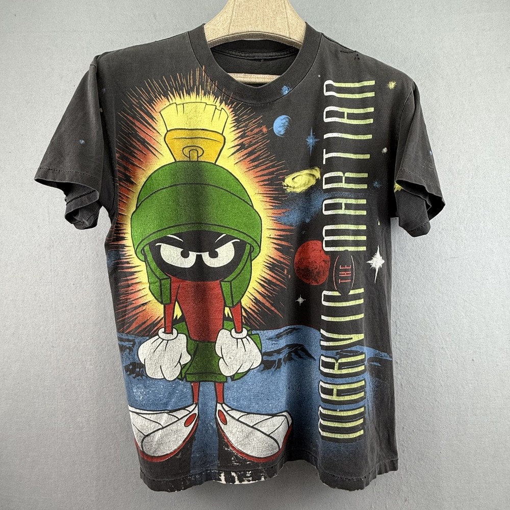 Vintage 90s Marvin The Martian AOP T-Shirt L 1993 Looney Tunes All Over Print