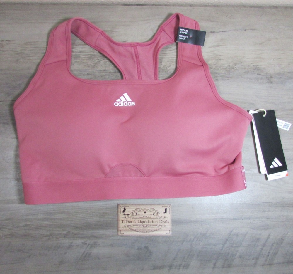 Adidas Women's Plus size Powerreact Training Medium Support Sports Bra Dark Pink
