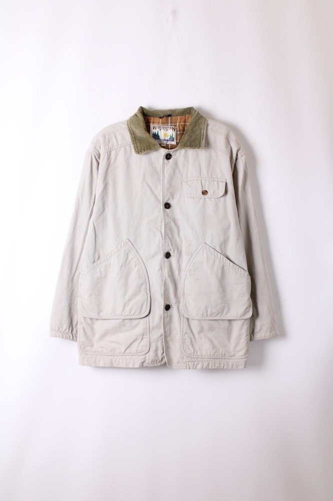 Vintage Hunting Jacket Chore Coat Canvas Beige Large