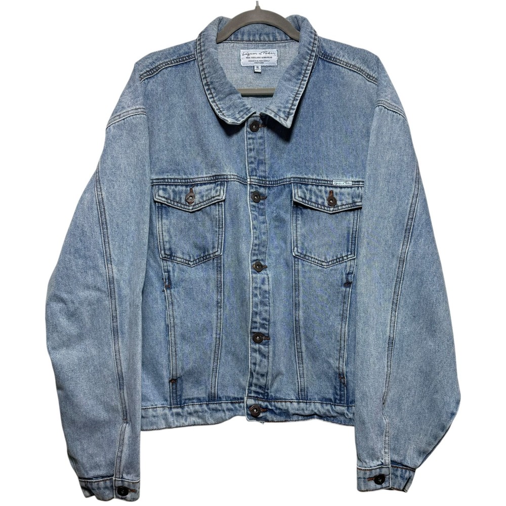 ASOS Liquor N Poker Denim Jacket Womens Xtra Large Flap Pocket Distressed Grunge