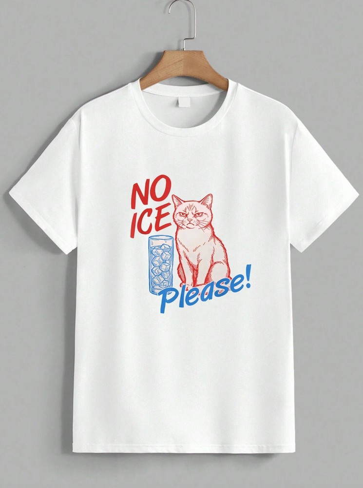 Funny Cat No Ice Please Sarcastic Meme Humor Graphic T-Shirt Gift Unisex
