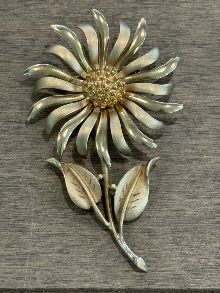 Vintage HEDY Stamped Gold-Tones Flower Pin Brooch Sunflower Floral Jewelry Lot