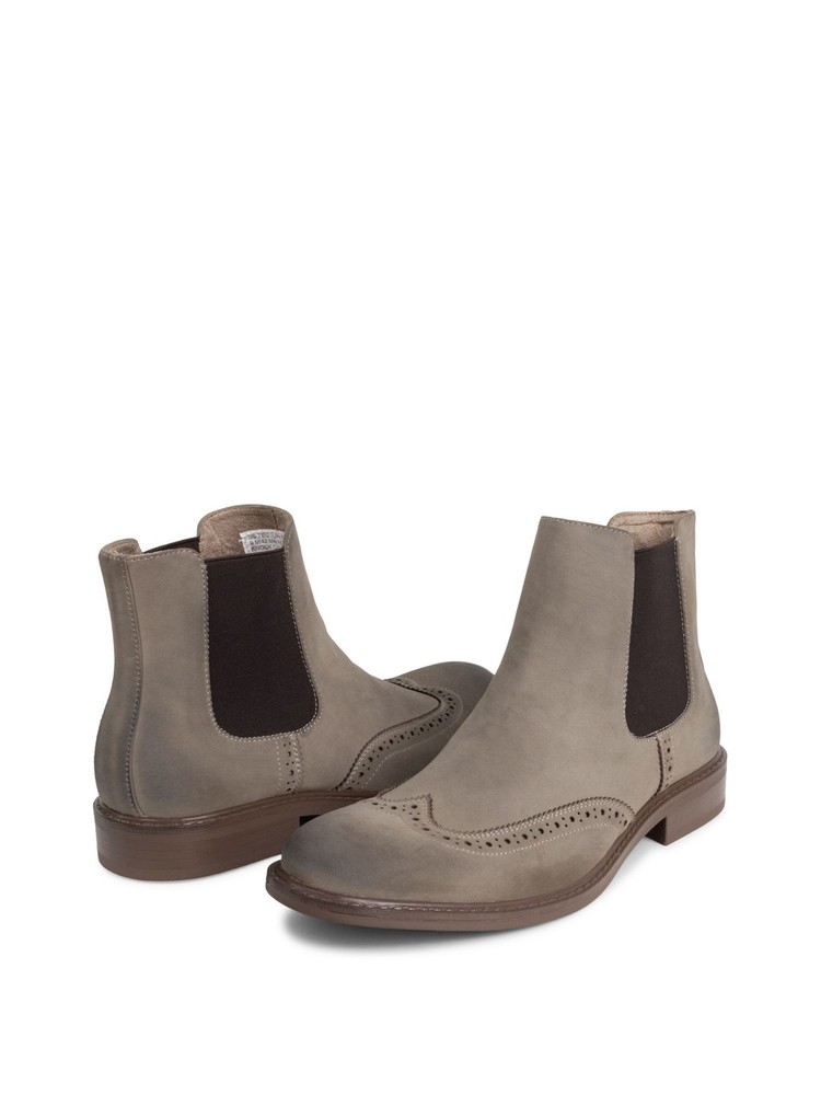 Kenneth Cole Mens Beige Wingtip Chelsea Boots Block Heel Size 8.5 M