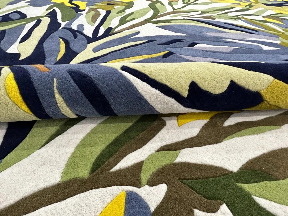 Hand Tufted Wool Floral Rug Modern Abstract Area Carpet Handmade Living Room
