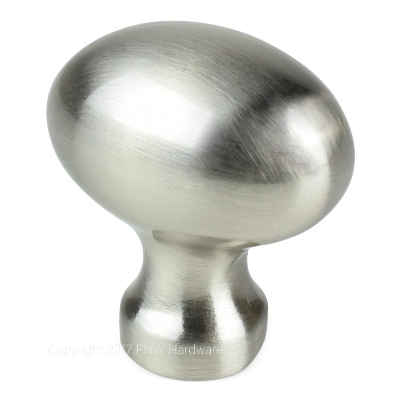 5 Jeffrey Alexander Lyon Cabinet Knob Satin Nickel Oval Football Egg 3991-SN