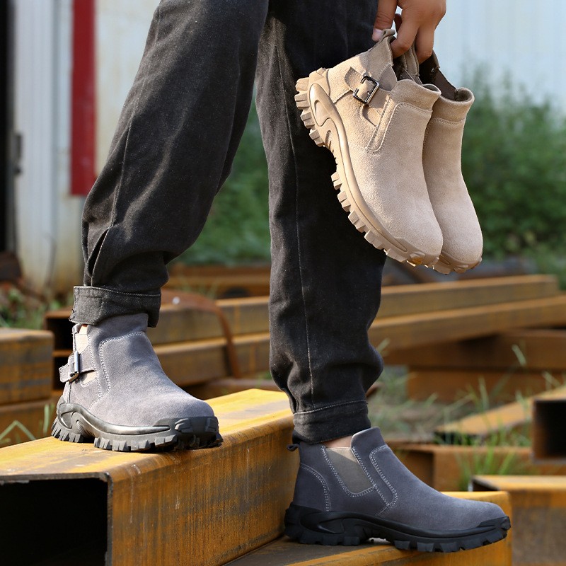 Genuine Leather Safety Work Boots for Men & Women