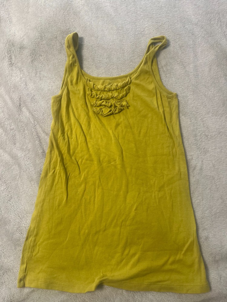 Old Navy ruffled Tank Top Woman Size large Green Y2K 100% cotton