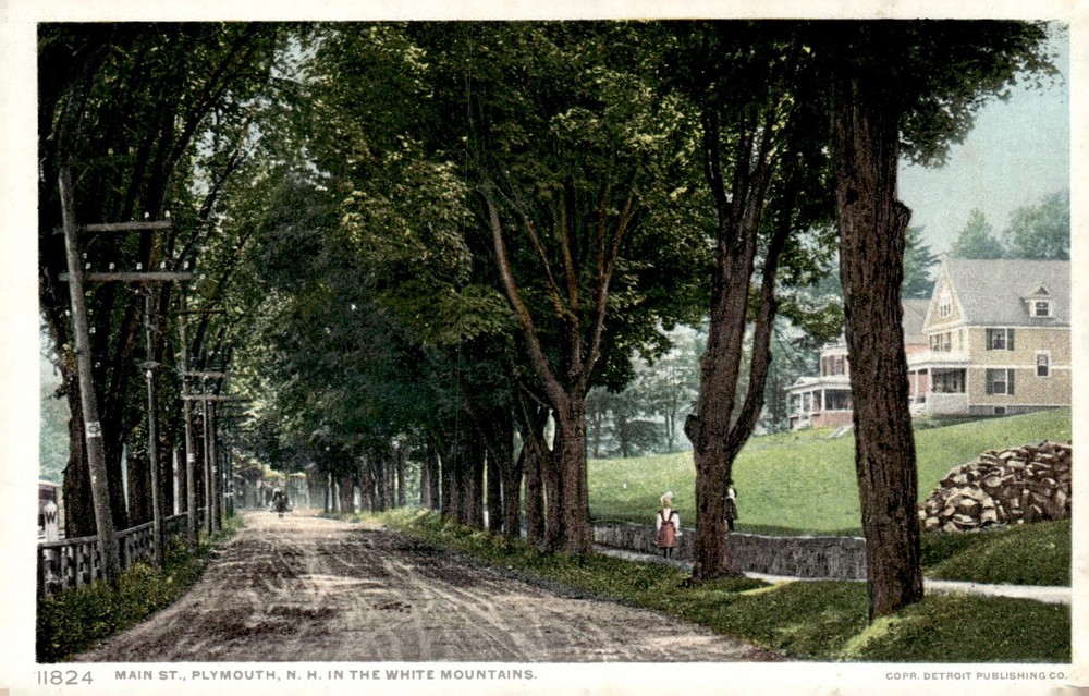 C1910 Main St Plymouth NH White Mountains Detroit Publishing Phostint Postcard