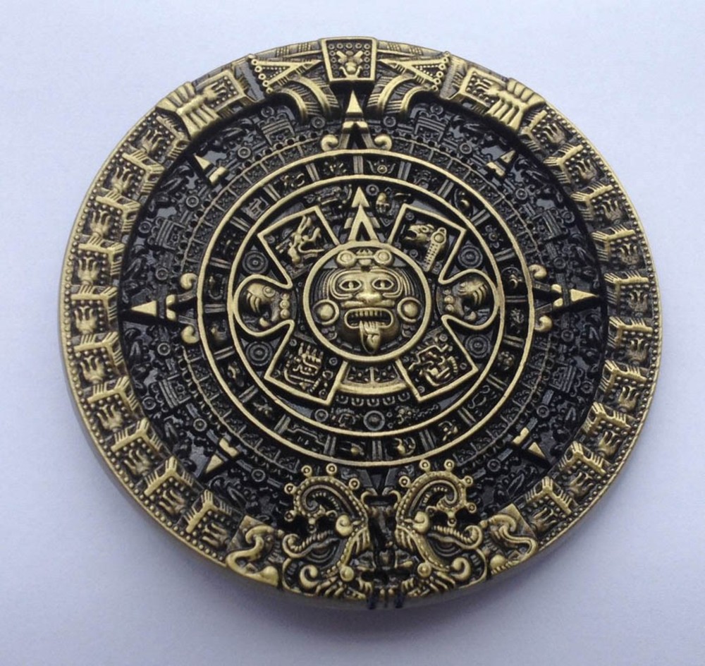 Aztec Calendar Stone Western Belt Buckles Mayan Style Cowboy Rodeo Belt Buckles