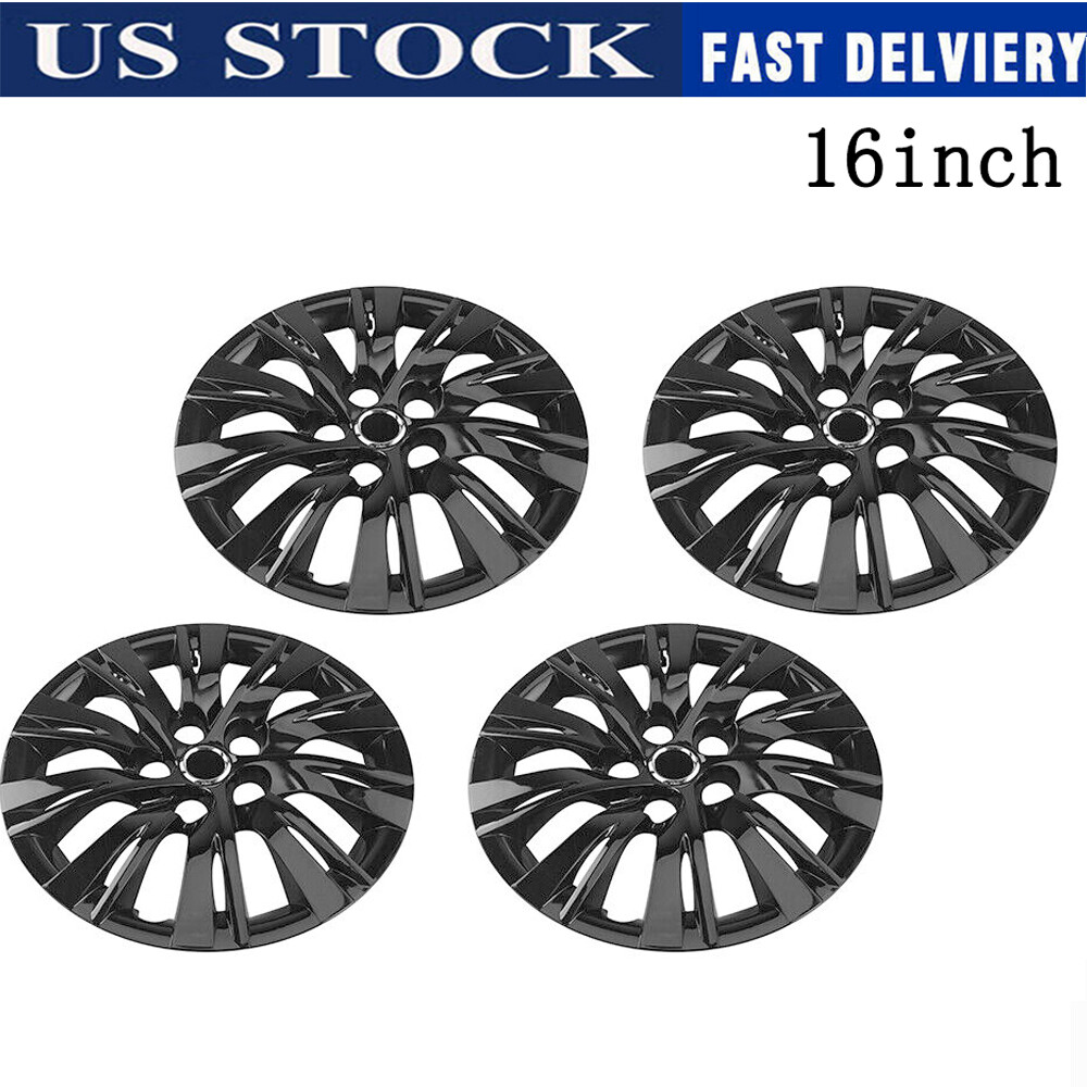 16-Inch Set of 4 Black Snap-On Full Hub Caps for 16